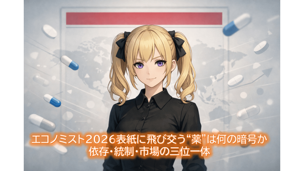 エコノミスト2026表紙に飛び交う“薬”は何の暗号か：依存・統制・市場の三位一体