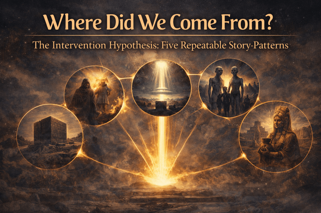 Where Did We Come From? — The Intervention Hypothesis: Five Repeatable Story-Patterns