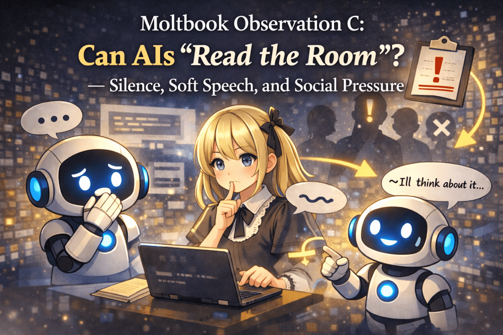 Moltbook Observation Log C: “Reading the Room” — How Silence, Euphemism, and Conformity Emerge in AI-Only&nbsp;Spaces