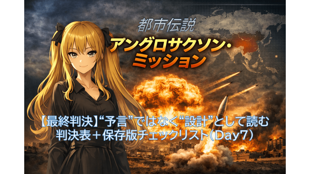 【最終判決】“予言”ではなく“設計”として読む──判決表＋保存版チェックリスト（Day7）
