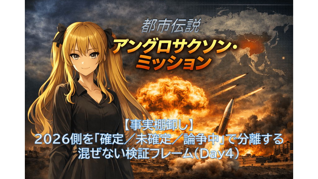 【事実棚卸し】2026側を「確定／未確定／論争中」で分離する──混ぜない検証フレーム（Day4）