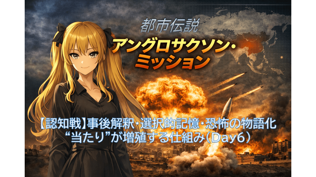 【認知戦】事後解釈・選択的記憶・恐怖の物語化──“当たり”が増殖する仕組み（Day6）
