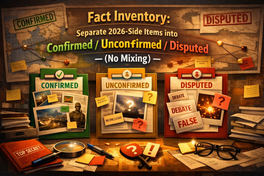 Fact Inventory: Separate 2026-Side Items into Confirmed / Unconfirmed / Disputed (No Mixing) — Day 4