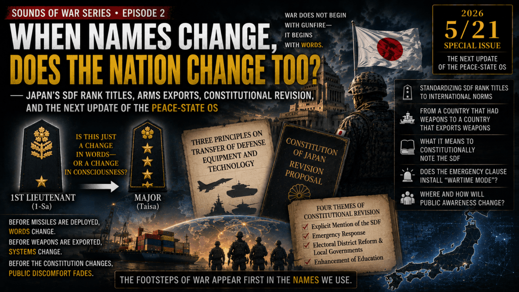 When Names Change, Does the State Change Too? — Japan’s SDF Rank Titles, Arms Exports, Constitutional Revision, and the Next Update of the Peace-State&nbsp;OS