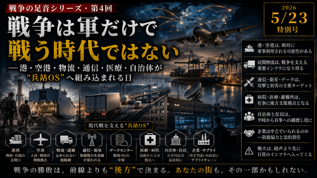 戦争は軍だけで戦う時代ではない――港・空港・物流・通信・医療・自治体が“兵站OS”へ組み込まれる日