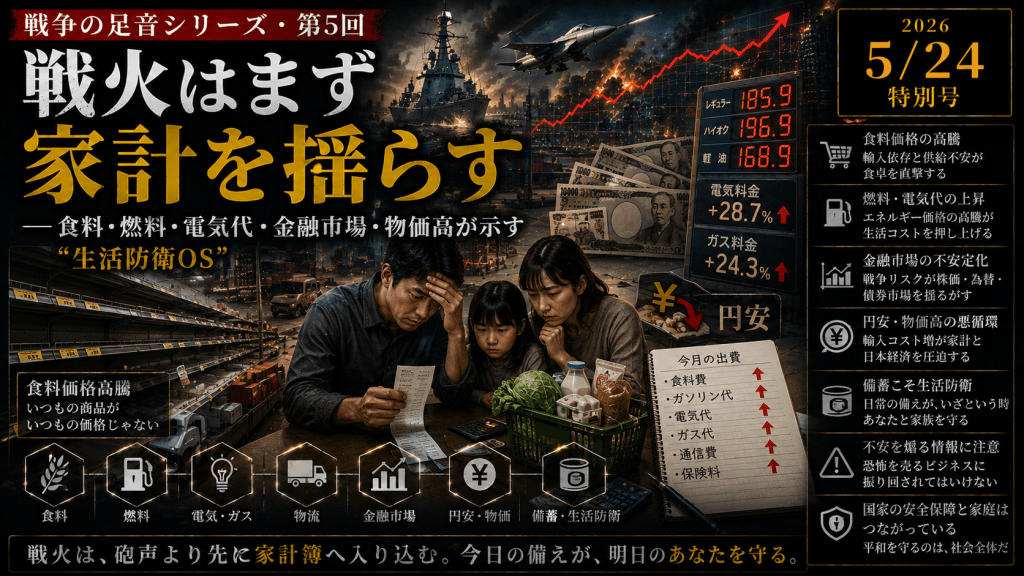 戦火はまず家計を揺らす――食料・燃料・電気代・金融市場・物価高が示す“生活防衛OS”